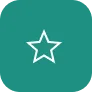 Icon of a white outlined star centered on a teal circular background.