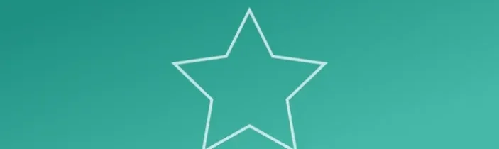 Outline of a white five-point star centered on a teal gradient background.